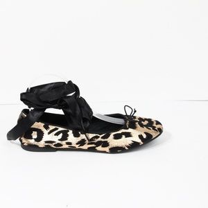 Shoe Dazzle Ballet Flat NEW sz 8 Women Animal Print Shoe Ankle Wrap